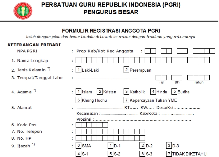 Pendaftaran PGRI Sigi - Persatuan Guru Republik Indonesia Cabang Sigi
